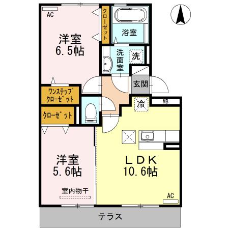 ルミエールハウス(2LDK/1階)の間取り写真