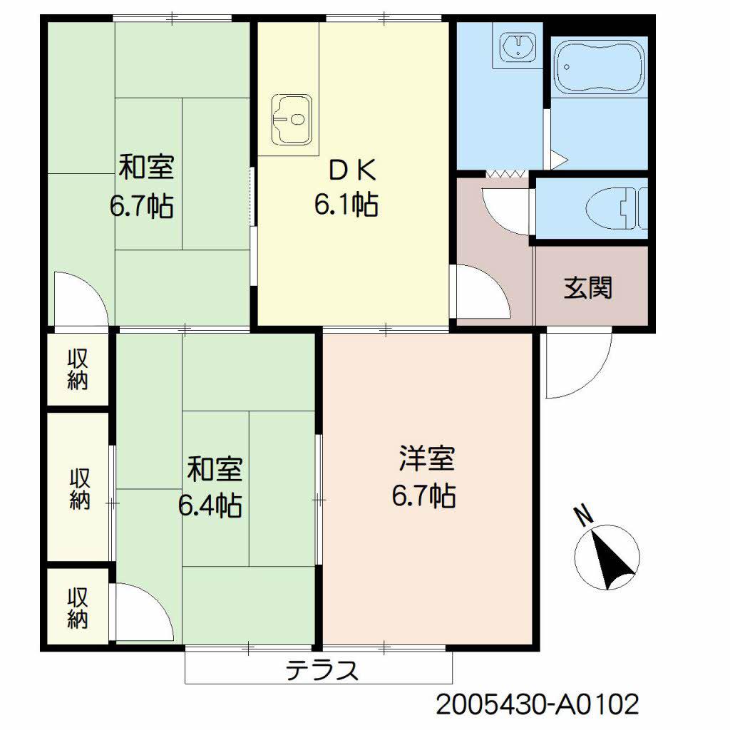 サンシャインハイツA(3DK/1階)の間取り写真