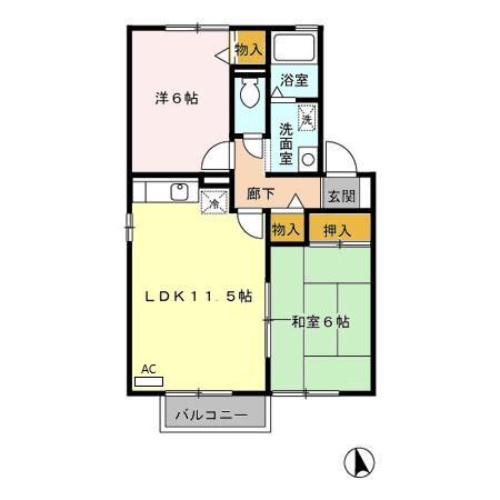 ミキハウスC(2LDK/2階)の間取り写真