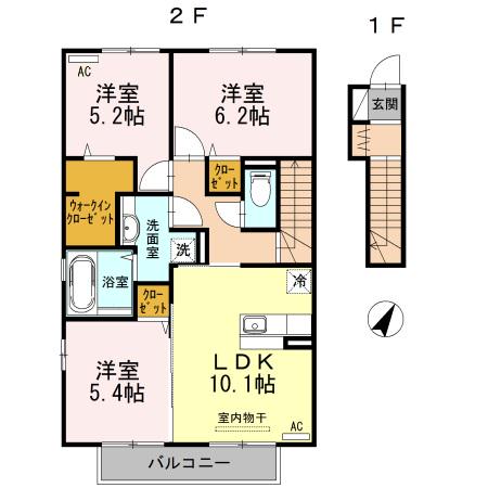 メゾン・マルテ A棟(3LDK/2階)の間取り写真