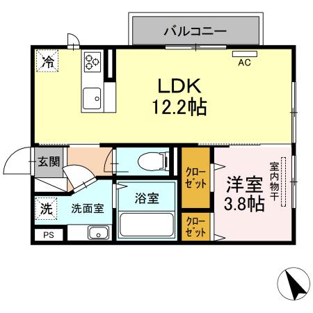 グランシャリオ須屋II(1LDK/2階)の間取り写真