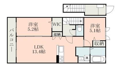RIZELL A(2LDK/2階)の間取り写真