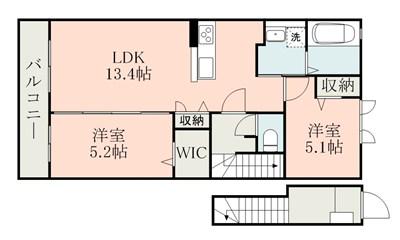 RIZELL A(2LDK/2階)の間取り写真