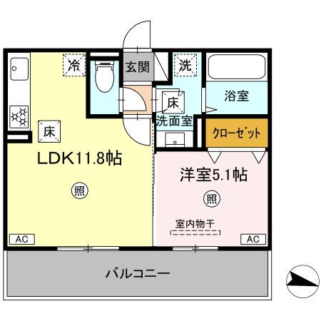 MAISON BONHEUR(1LDK/1階)の間取り写真