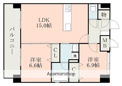 ELGRAND菊陽Ⅰ(2LDK/9階)の間取り写真