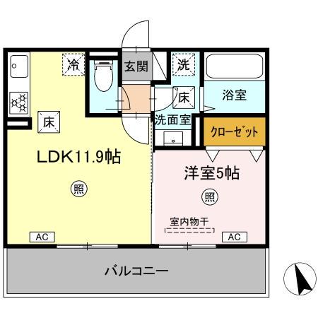 D-ROOM須屋(1LDK/1階)の間取り写真