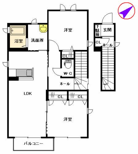 4S FACTORY2 A(2LDK/2階)の間取り写真