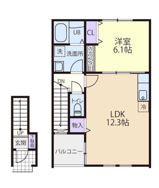 侑信輪V(1LDK/2階)の間取り写真