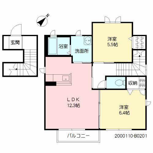 4S FACTORY2-B(2LDK/2階)の間取り写真