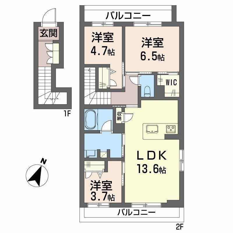 シャーメゾン豊岡(3LDK/2階)の間取り写真