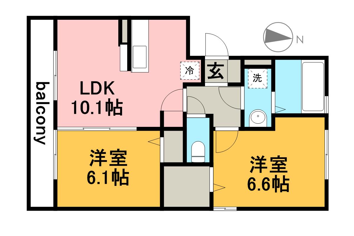 アビテボナール(2LDK/1階)の間取り写真