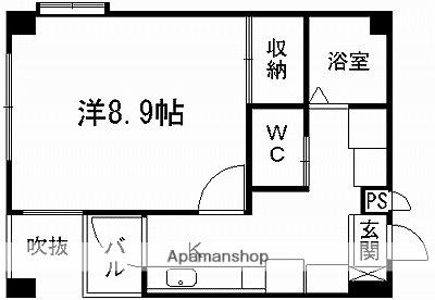 ハーモニー坪井(1K/2階)の間取り写真