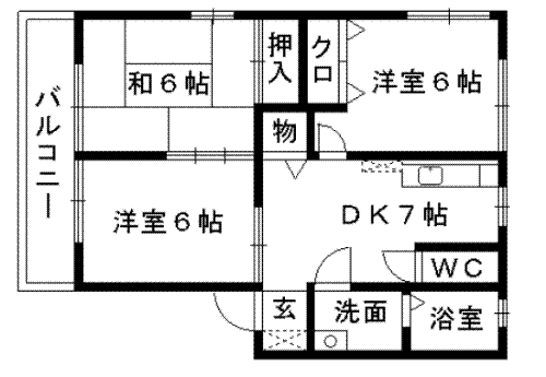 シティハイムグリーン(3DK/1階)の間取り写真