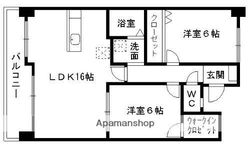 セントラルタワー大津(2LDK/6階)の間取り写真