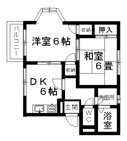 ヴェルドミール野田Ⅲ(2DK/2階)の間取り写真