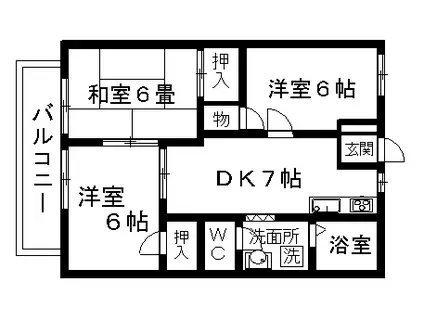 シティハイツ千田Ⅱ(3DK/1階)の間取り写真