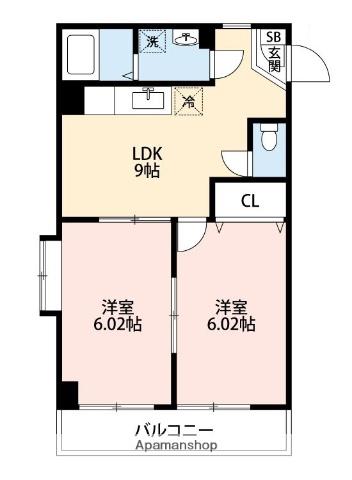 SERES長嶺(2LDK/2階)の間取り写真