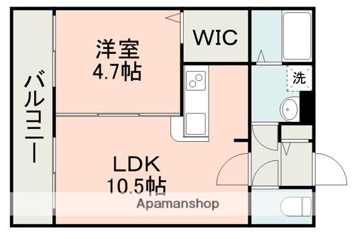 パリス長嶺(1LDK/5階)の間取り写真