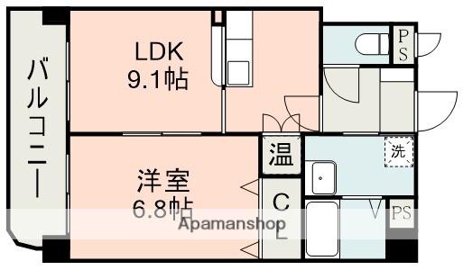 ドエル新水前寺(1LDK/4階)の間取り写真