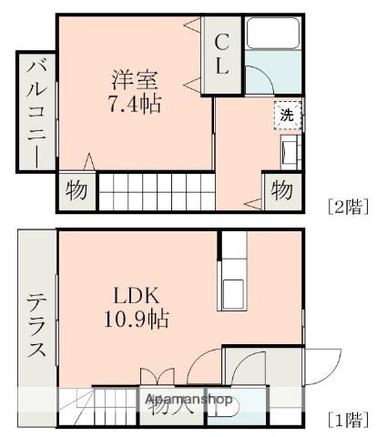 ローズガーデン(1LDK/2階)の間取り写真