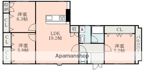 ドムス水前寺(3LDK/1階)の間取り写真