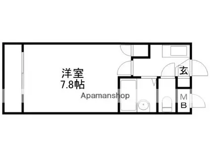 アビタシオン渡鹿(1K/4階)の間取り写真