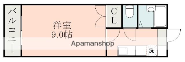リヴィング若葉(1K/2階)の間取り写真