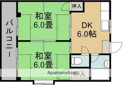 中小路ビル(2DK/3階)の間取り写真