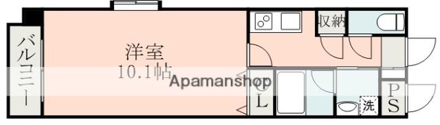 オレンジウッド坪井(1K/2階)の間取り写真