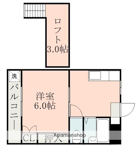 アールスコート弐番館(1DK/2階)の間取り写真