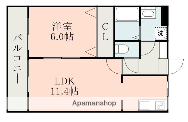 クリエイトマンション菊陽(1LDK/2階)の間取り写真
