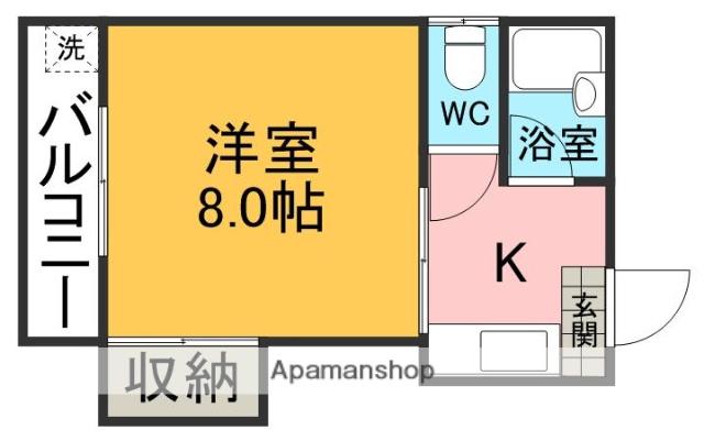 セゾン新屋敷(1K/3階)の間取り写真