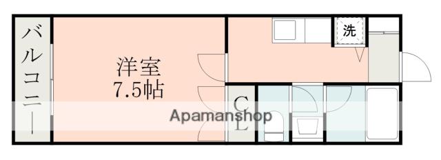 フローラハイツ九品寺(1K/4階)の間取り写真