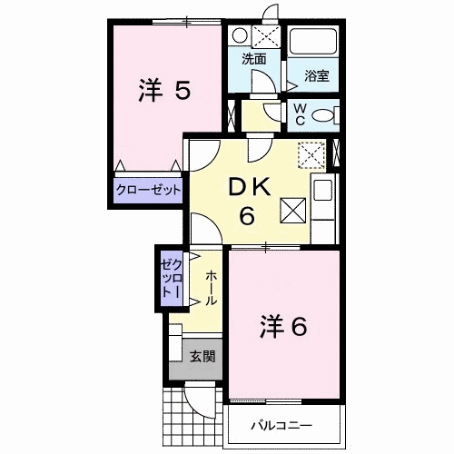 ラ・プラージュモア(2DK/1階)の間取り写真