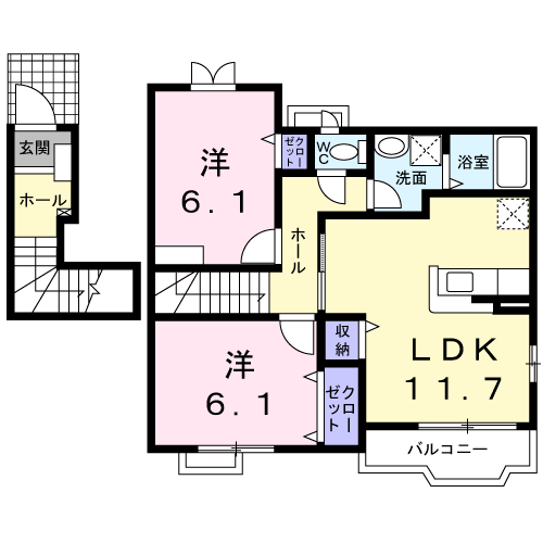 サンフラワーエミ(2LDK/2階)の間取り写真