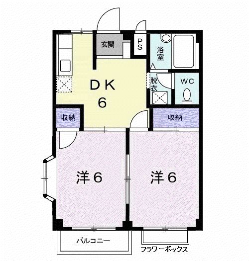サンハイツコーシン(2DK/1階)の間取り写真