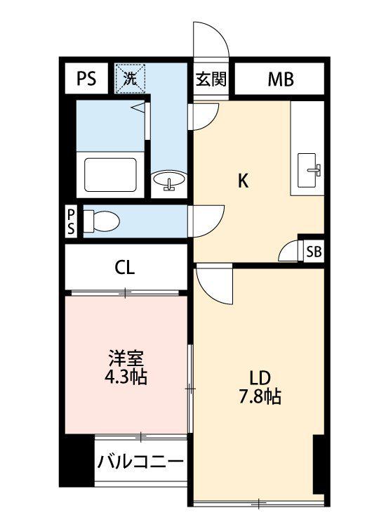 グレース下通(1LDK/2階)の間取り写真