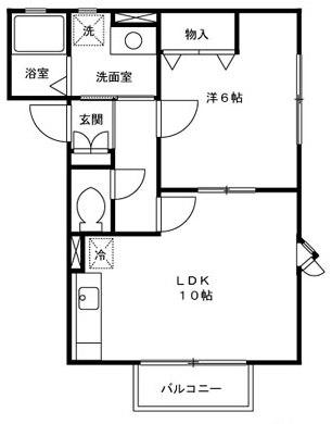 ソレイユハイツ(1LDK/2階)の間取り写真