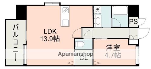 ロザリアンプレイス南熊本(1LDK/2階)の間取り写真