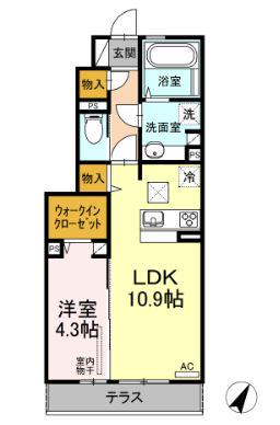 アルブル・ド・ソア(1LDK/1階)の間取り写真