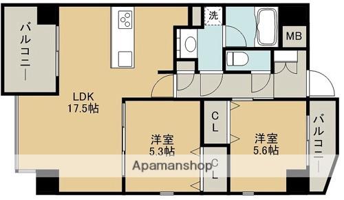 ロイヤルコンフォート龍田(2LDK/4階)の間取り写真