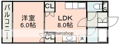 セジュール下南部(1LDK/1階)の間取り写真