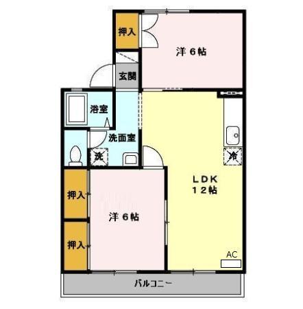 セジュールHAYASHI C棟(2LDK/2階)の間取り写真