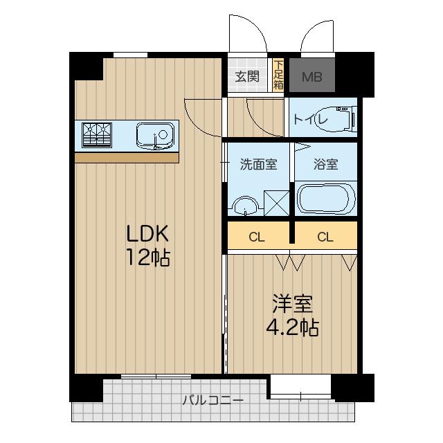 LIBTH下通(1LDK/6階)の間取り写真