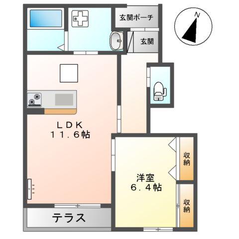 ALEGRIAⅡ(1LDK/1階)の間取り写真