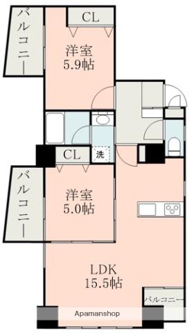 GMH並木坂(2LDK/10階)の間取り写真