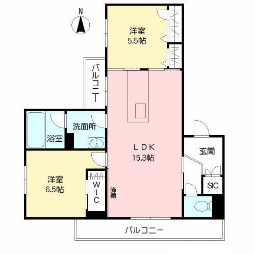 サンクフルール(2LDK/3階)の間取り写真