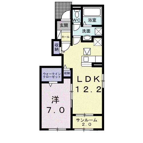サクライン方保田 Ⅱ(1LDK/1階)の間取り写真