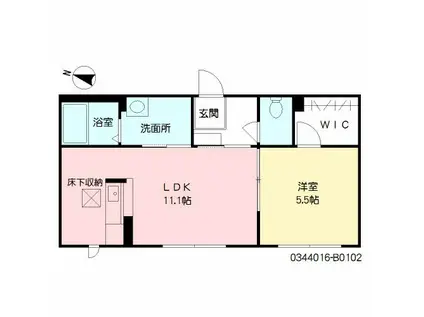 サリーレ新屋敷Ⅱ(1LDK/1階)の間取り写真