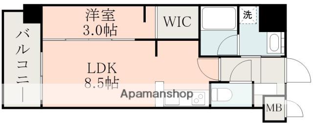 ラ・シック水前寺(1LDK/5階)の間取り写真